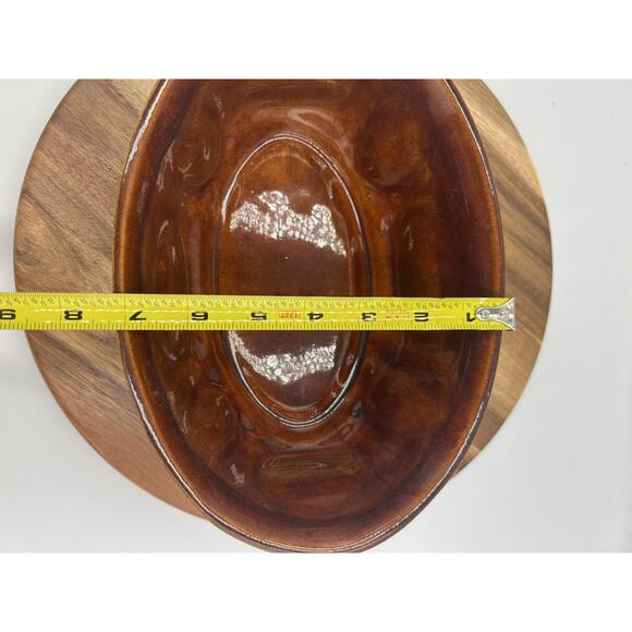 Vintage Haeger Pottery Oval Baking Dish Brown Green Drip Glaze 12" USA Marked - Picture 13 of 13